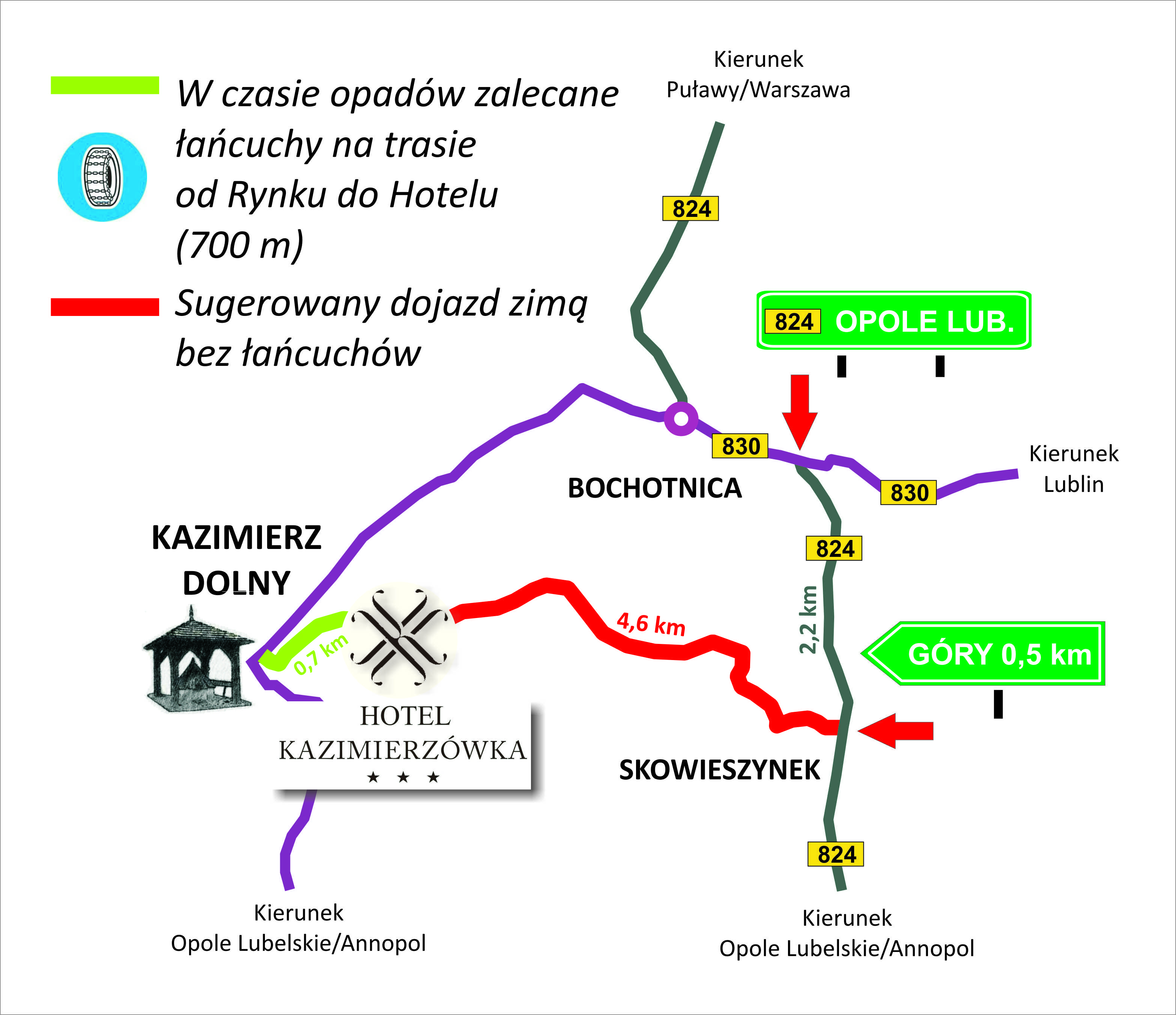 Mapa dojazdu zimą
